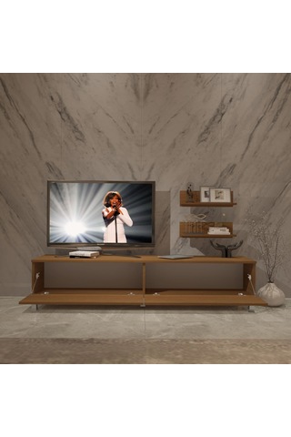 Decoraktiv Eko 4 Mdf Std Krom Ayaklı Tv Ünitesi Tv Sehpası Ceviz