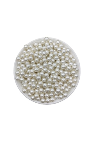 Deliksiz Inci Bıncuk, Deliksiz 8mm Krem Plastik Çakma Incisi 50gr, 170 Adet