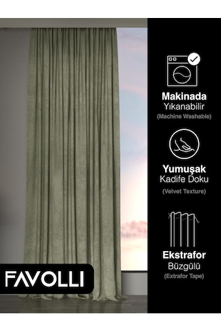Br Favolli Kadife Dokulu Ada Çayı Ada Fon Perde Ekstrafor Büzgülü Dream Series Ada Çayı