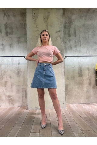 Vigoss Kadın Mini Denim Etek 50455-00422 Koyu Mavi Vigoss Kadın Mini Denim Etek 50455-00422 Koyu Mavi