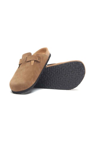 Comfortfusse Capri - Erkek Ortopedik Hakiki Deri Sabo Terlik Kum Nubuk Deri