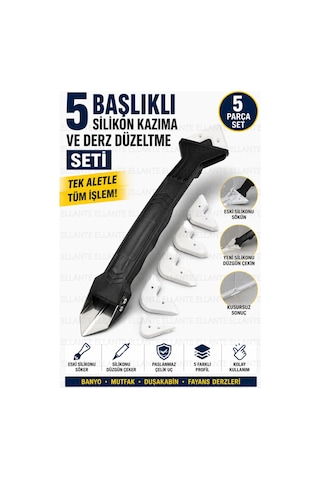 5 Başlıklı Silikon Kazıma Ve Derz Düzeltme Seti Paslanmaz Çelik Uçlu Silikon Sökme Aparatı Derz Çekm