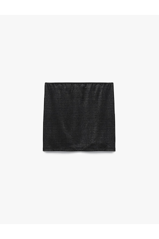 Koton Slim Fit Simli Aksesuarlı Pencere Detaylı Mini Pareo Etek Siyah 5sak70001mk