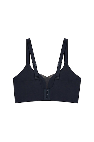Cottonill Seamless Bra - Nuvia Siyah Lazer Kesim Klipsli Önden Açılabilir Rib Dokulu Dikişsiz Emzirme Sütyeni