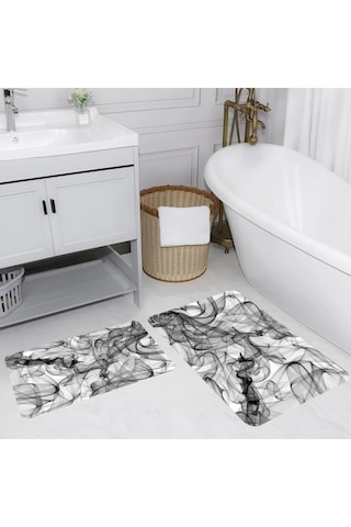 Eliana Home Dijital Baskılı 2'li Banyo Paspas Takımı Lna5151 Siyah