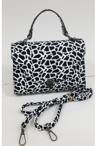 Zebra Desen Çapraz El Ve Omuz Kadın Çantası Beyaz - Siyah