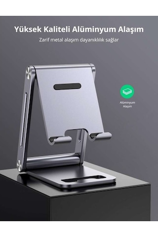 Ugreen Alüminyum Masaüstü Telefon Tablet Tutucu Stand Gri