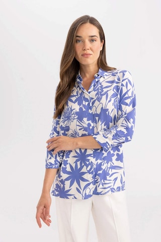 Defacto Loose Fit Desenli Uzun Kollu Gömlek U3684AZ24SMBE284 Mavi