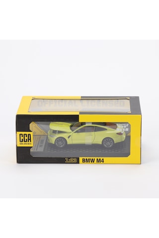 1:24 Ölçek Bmw M4 Sesli Işıklı Kapısı Kaputu Açılan Stantlı Model Araç Sarı