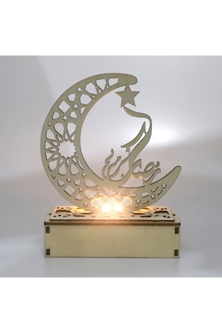 Xiyyadms Ahşap Aydınlatmalı Ramazan Ayı Heykeli - Dekoratif Led Lehim Ürünü - Jm01932 Modeli Pil Dahil Değil Diğer