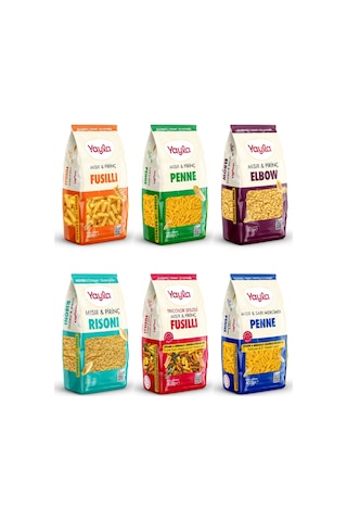 Yayla 6 Lı Doğal Glutensiz Makarna Serisi 400 Gr Elbow-penne-fusulli-risoni