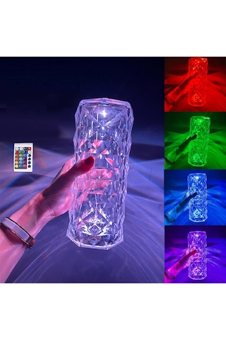 Big Rose Diamond Table Lamp Usb Charging Rgb Multi Colors Totch Lamp Kumandalı Kristal Dev Masa Lambası Rgb Renkli