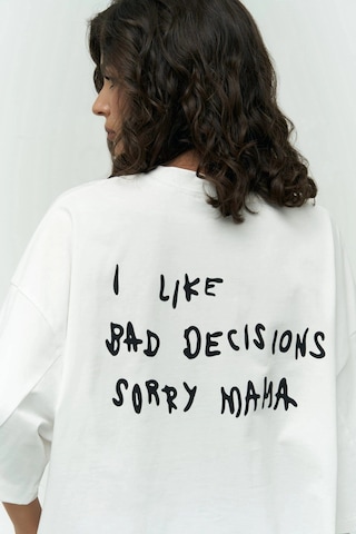 Tarzsokak I Like Mama Beyaz Oversize