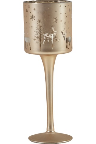 Karaca Home New Year Yılbaşı 24 Helena Gold Cam Mumluk 7x20 Cm 153.09.01.1734