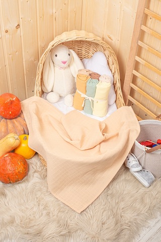 Unisex Renkli Pamuk 6lı Çok Amaçlı Müslin Bez Kahverengi