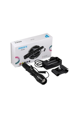 Police Ps-90 Cree T6 Led Avcılara Özel Şarjlı El Feneri Siyah