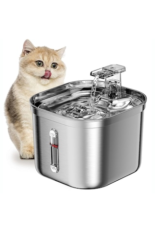 Ecronicword Paslanmaz Çelik Kedi İçme Çeşmesi Evcil Köpek 2200 ML