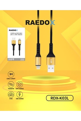 Raedox Usb To Lightning 1m / 3a Örgü Kablo