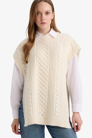 Defacto Loose Fit Bisiklet Yaka Yırtmaçlı Triko Süveter G4745ax25wnbg646 Bej-bg646