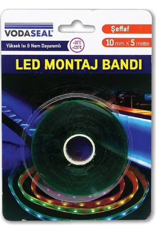 Vodaseal Şeffaf Led Montaj Bandı 10mm x 5 Metre