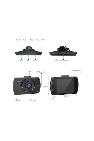 Youtek Araç Dvr Kamerası 1080p Full Hd - 2.7" Ekran, 120 Geniş Açı, Gece Görüşü, Döngü Kayıt, Park Modu