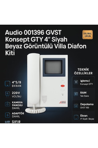 Audio 001396 Gvst Konsept Gty 4 Siyah Beyaz Görüntülü Villa Diafon Kiti Konsept Serisi Kamera + Adaptör Dahil