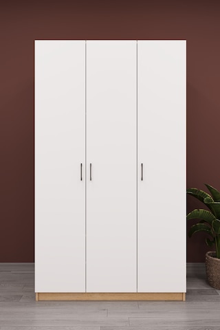 Asra Trend Lüks 3 Kapaklı Gardırop %100 Mdf Askılı Çok Amaçlı Düzenleyici Elbise Dolabı G01 Beyaz