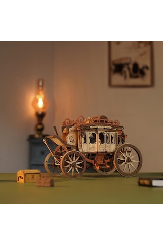 Rokr Amka1 Müzik Kutusu Stage Coach Music Box Dıy Mechanical 3d Wooden Puzzle Maket Model Seti 3d Model Kit Detaylı Dekoratif Hobi Seti Ahşap Maket Hareketli