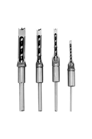 Yaozixia Adet Kare Delik Matkap Ucu Ahşap İşleme Delik Testeresi Kesme Keski Çelik Matkap Ucu Seti 1/4 İnç, 5/16 İnç, 3/8 İnç, 1/2 İnç Ahşap İçin