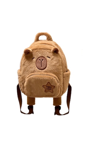 Ranyeek Kapybara Yumuşak Plüsh Sırt Çantası - Üniversite Öğrencileri İçin Fonksiyonel Ve Sevimli Hayvan Desenli Çanta Kahverengi