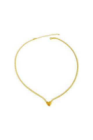 Beyaz Zirkon Taşlı Suyolu Zincirli Kalp Gümüş Kolye Rose Gold