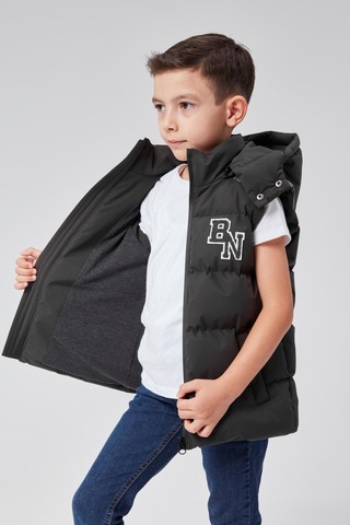Benitto Kids Kapüşonlu Erkek Çocuk Şişme Yelek 51310 Gri