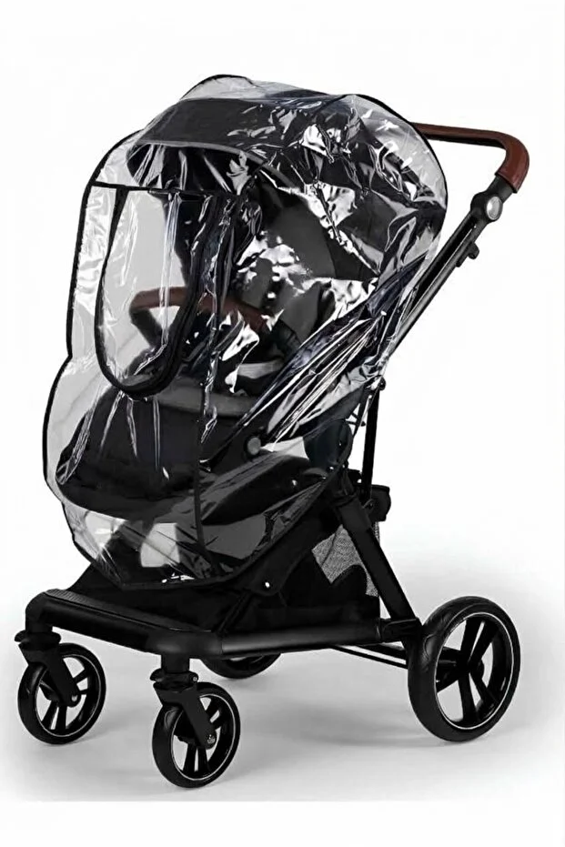 Lüks 3 Lü Set Bebek Arabası & Ana Kucağı Yağmurluğu + Sineklik Beyaz