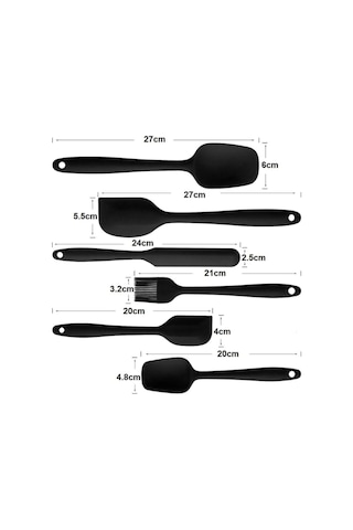 Cookcase Servis Spatula Seti Silikon 6'Lı Siyah