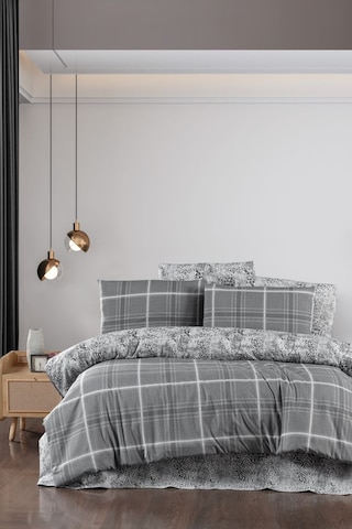 Ranforce Light Safir Gri Çift Kişilik Nevresim Takımı Gri - Beyaz
