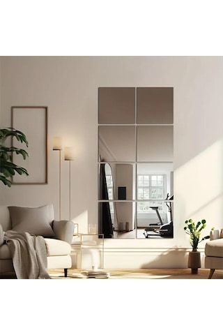 Kare Pleksi Ayna 35x35cm 4 Adet - Silver Gümüş