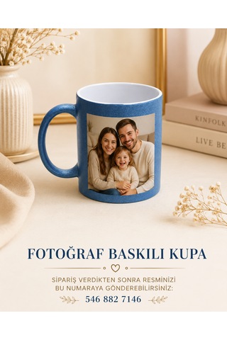 Simli Kişiye Özel Baskılı Kupa-4 Farklı Renk Seçeneği Mavi