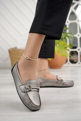 Khayt Daisy Casual Günlük Kadın Babet Ayakkabı Platin