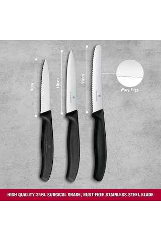 Victorinox 6.7113.34 Swiss Classic 3lü Bıçak Set, Siyah Diğer