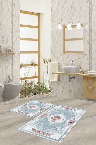 West Home Dijital Baskı Yıkanabilir Kaymaz Taban Salon Halısı Mutfak Halısı Yolluk Ve Banyo Paspası Wh 031 Blue