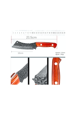 Omeniv El Yapımı 4cr13 Paslanmaz Çelik Outdoor Kamp Şef Bıçağı Kahverengi