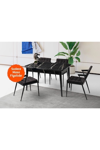 Sonata Ortadan Açılır Büyüyen Yemek Masası Mermer Desenli 80x130c