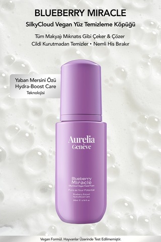 Aurelia Geneve Blueberry Miracle Silkycloud Vegan Nemlendirici Yüz Temizleme Köpüğü 200 ML