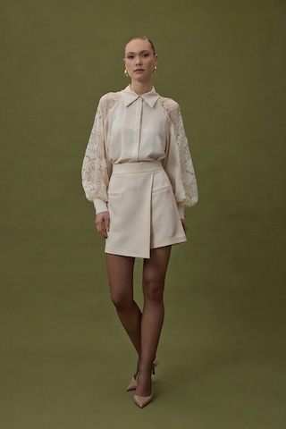 Sateen Talia Şort Etek - Bej-137064 Bej