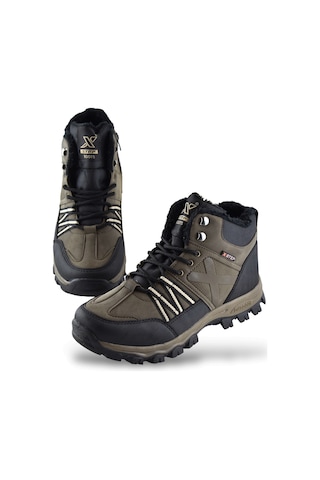 Papatay K8 Tam Ortopedik Taban Outdoor Kışlık Erkek Bot Ayakkabı Kaymaz Taban Vizon