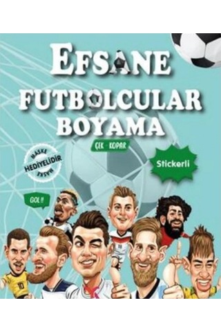 Efsane Futbolcular Boyama Kitabı Stickerlı-maskeli - Messi Ronaldo Neymar Mbappe + Telefon Standı