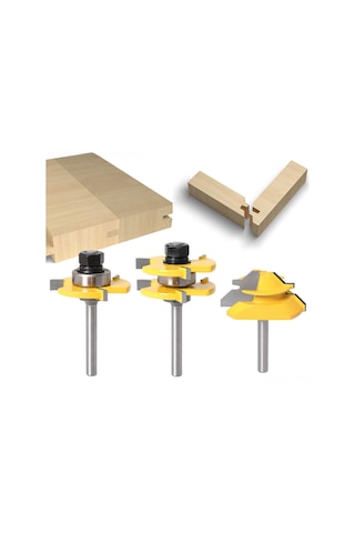 Monyee Ahşap İşleme Uç Takımı: 3'lü T Tipi + 45 Derece Kontrprez Uçları, Keskin Keso, Ahşap-mdf-plywoo