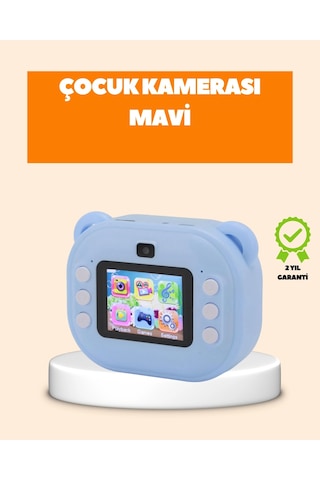 Mey İthalat Termal Baskı Teknolojili Anında Fotoğraf Kamerası 24mp Çift Lens, 32gb Hafıza Mavi