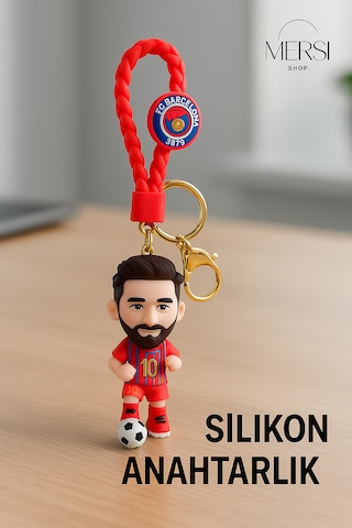 Silikon Futbolcu Figür Anahtarlık Çanta Ve Araba Anahtarlığı Sevimli Sporcu Anahtarlık Beyaz - Kırmızı