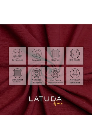 Kaymaz Koltuk Örtüsü Çift Taraflı Mikrofiber Şönil 175x350 Cm Xl- Bordo Kedi Köpek Ve Çocuk Dostu Bordo